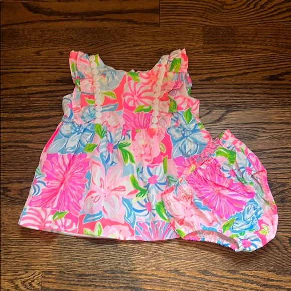 Lily Pulitzer Floral Baby Dress with Bloomers - Picture 2 of 5